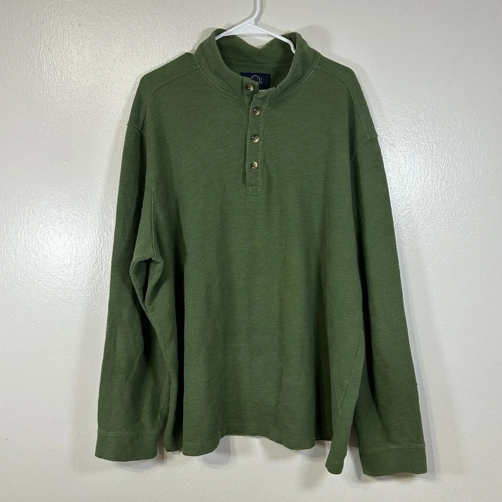 Even Tide Peruvian Men's Cotton Henley Sweater XXL Textured Casual Outerwear